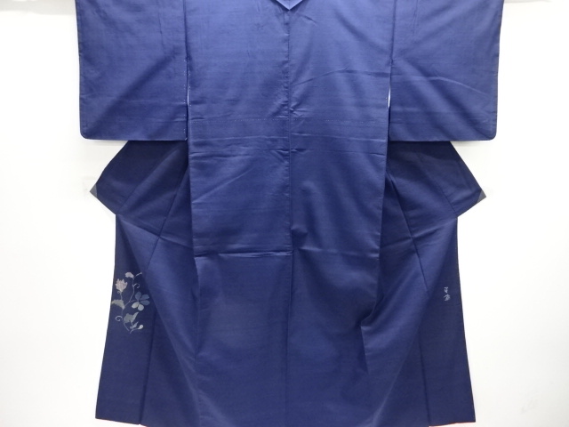 JAPANESE KIMONO / ANTIQUE KIMONO / SILK / TSUMUGI / WOVEN FLOWER ARABESQUE